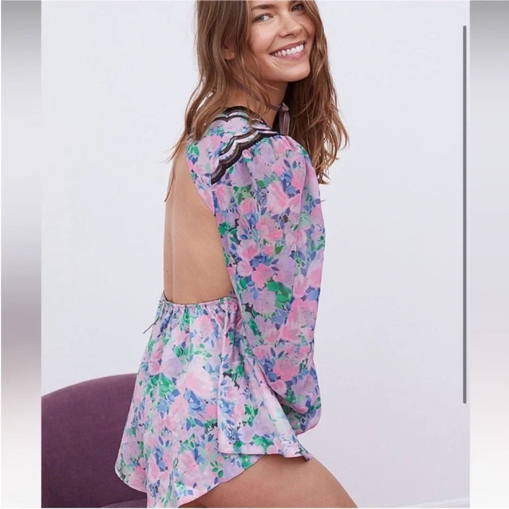 NWT For Love and Lemons Odette Floral Lace Romper
